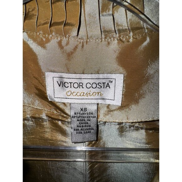 Victor Costa Occasion Gold Ruffle Belted‎ Jacket XS NWT QVC Glam Holiday Classic - Picture 3 of 9